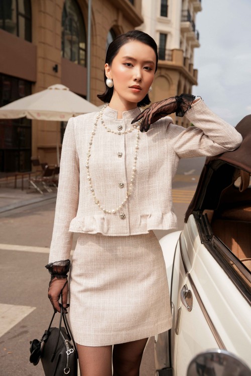 Dark Beige Tweed Vest