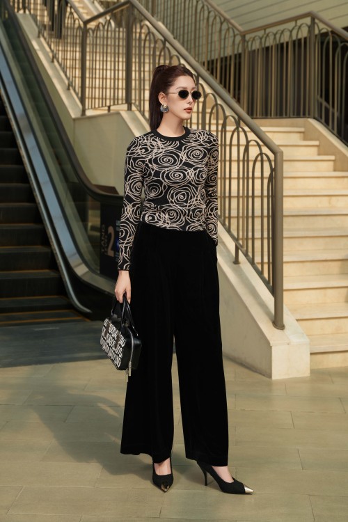 Black Velvet Loose Pants