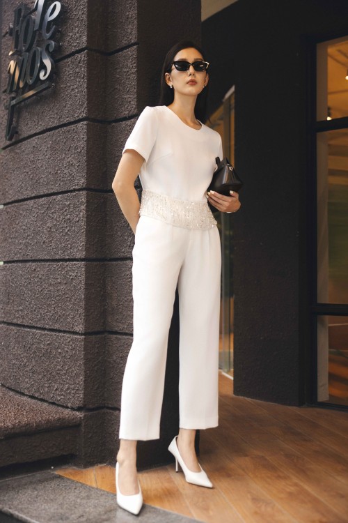 Sixdo White Woven Blouse