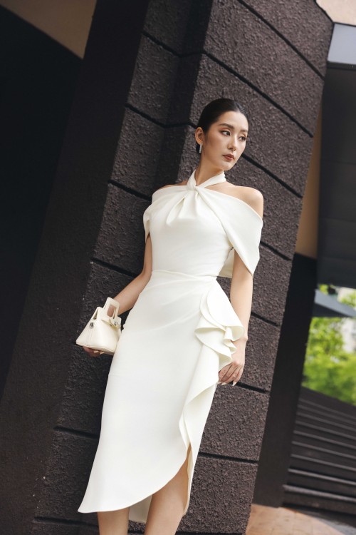 Sixdo White Tuytsi Sarong Dress