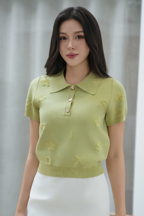 Sixdo Light Green Nuggets Knit Polo