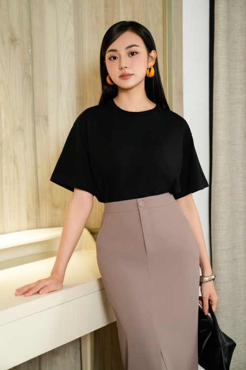 Sixdo Teak Megashi Pencil Skirt
