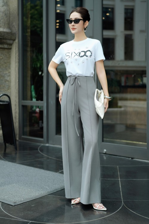 Sixdo White Cherry Blossom Cotton Tshirt