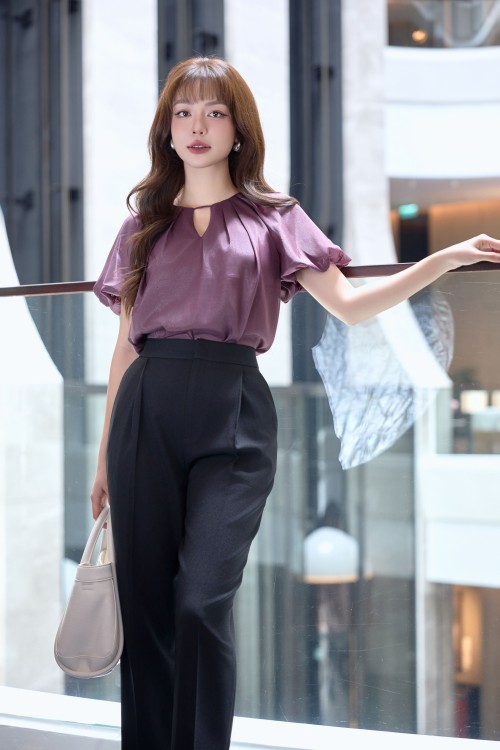 Sixdo Purplish-brown Organza Blouse
