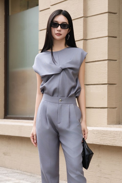 Gray Raw Blouse
