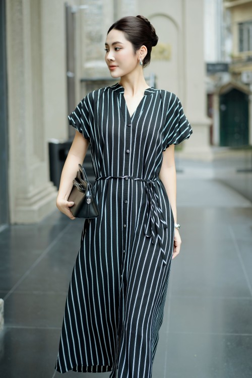 Sixdo Black Woven Loose Dress