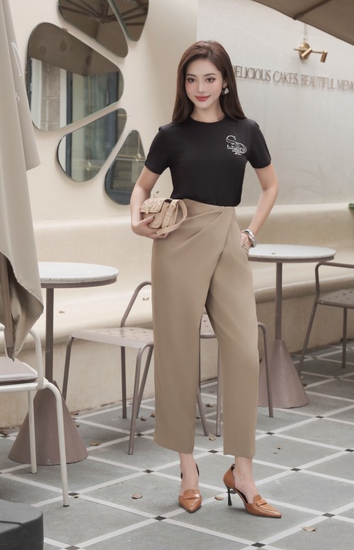 Sixdo Yellowish-brown Woven Baggy Pants