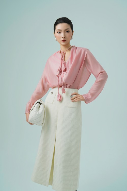 Sixdo Raspberry Organza Blouse