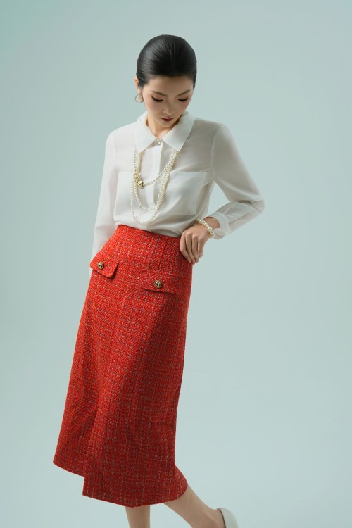 Sixdo White Long Sleeves Organza Shirt