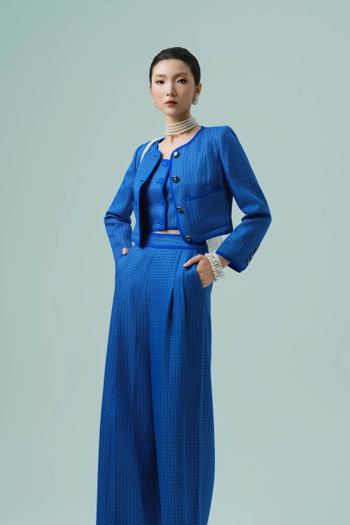 Sixdo Dark Blue Tweed Pants