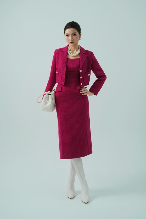 Sixdo Dark Murrey Cropped Tweed Vest