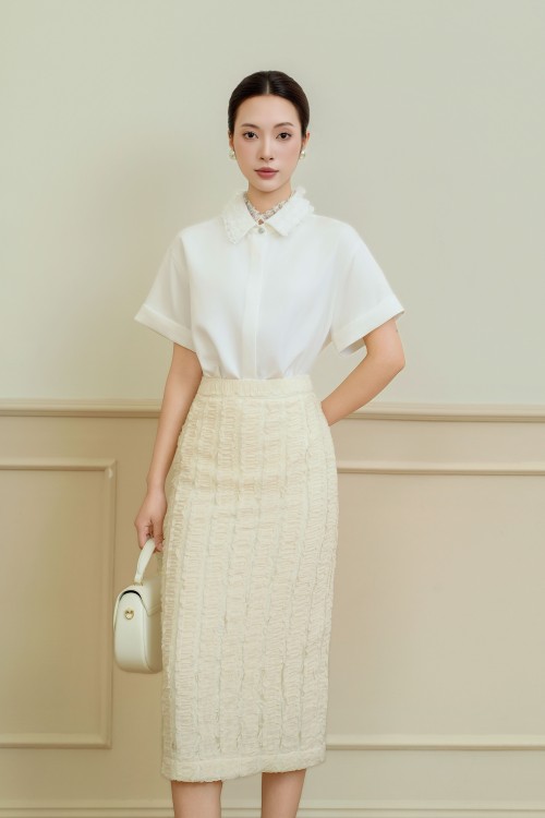 Sixdo White Short Sleeves Woven Shirt