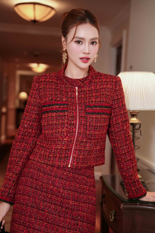 Sixdo Red Tweed Vest