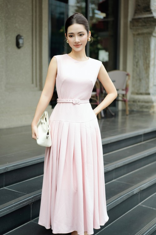 Sixdo Salmon Woven Flared Dress