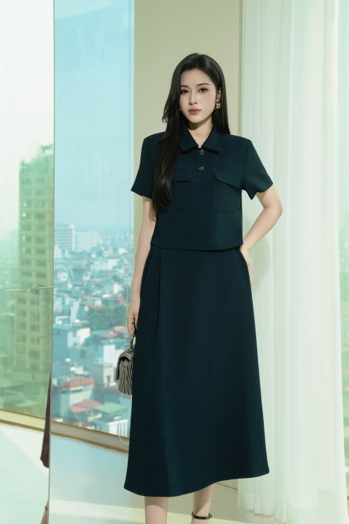 Sixdo Linen Flared Skirt