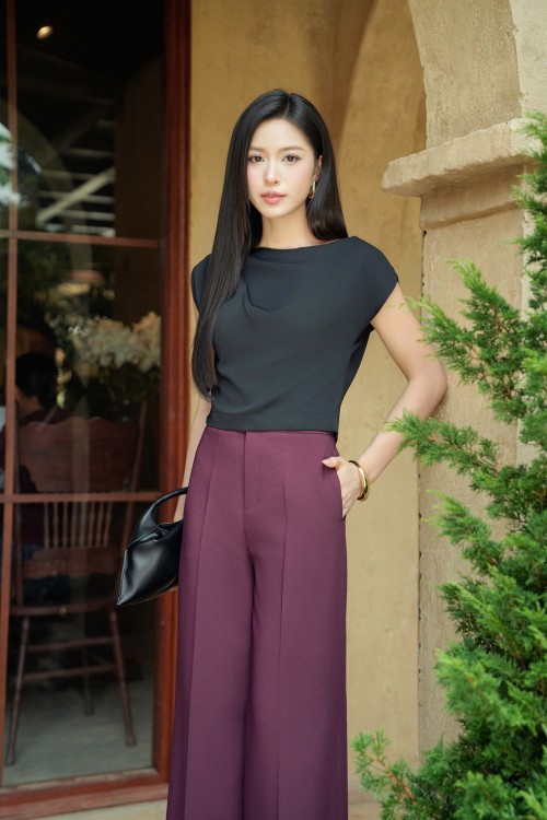 Sixdo Wine Woven Straight Pants