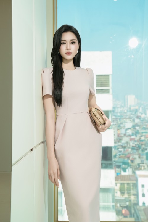 Sixdo Orangish-beige Woven Pencil Dress