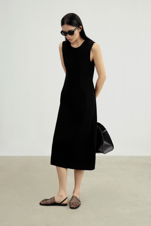 Sixdo Black Woven Loose Dress