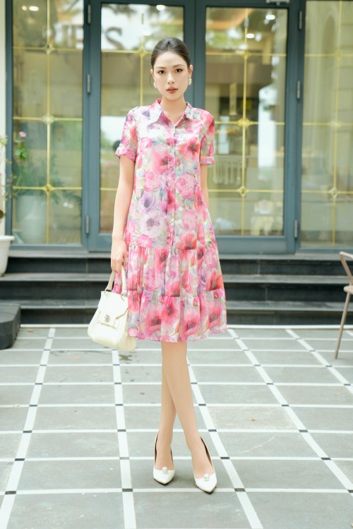 Sixdo Colorful 3D Flower Organza Loose Dress