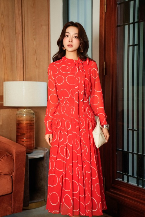 Sixdo Chiffon Flared Dress 05