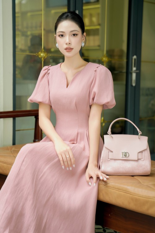 Sixdo Linen Flared Dress