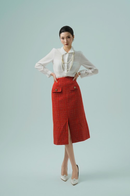 Midi Tweed Skirt