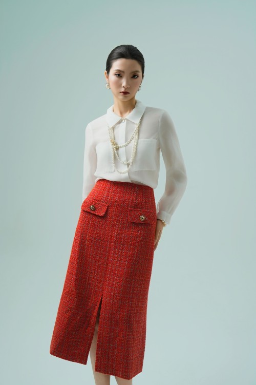 White Long Sleeves Organza Shirt