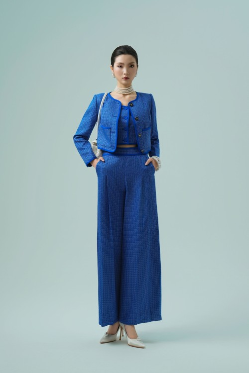 Dark Blue Tweed Pants