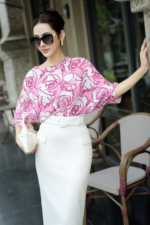 Pink Floral Woven Blouse