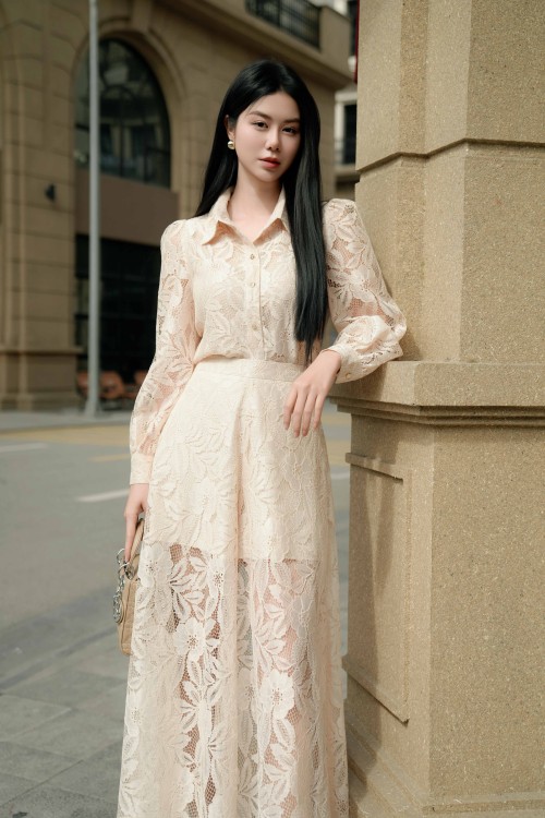 Dark Cream Lace Shirt