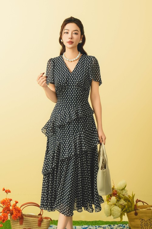 Floral Chiffon Flared Dress 3