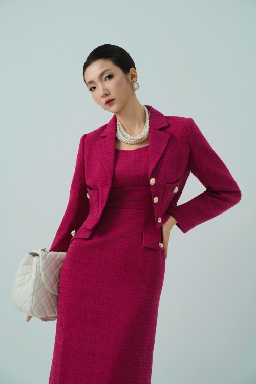 Dark Murrey Cropped Tweed Vest