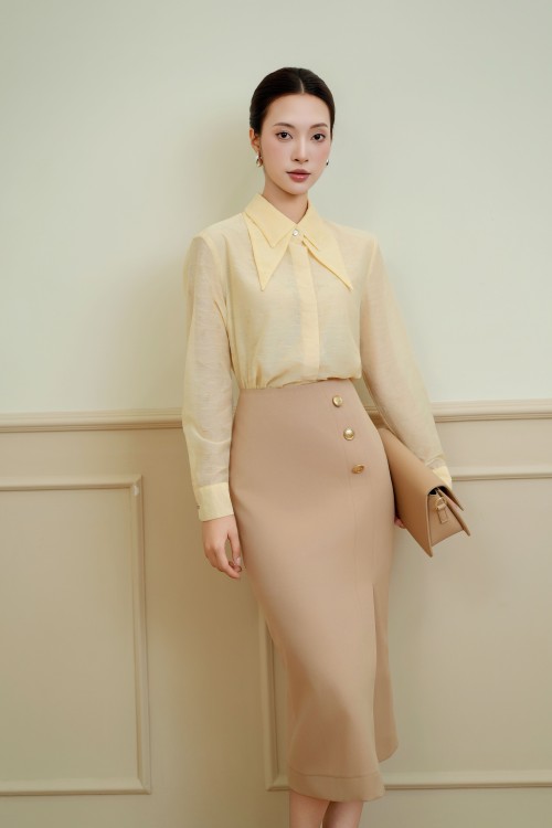 Delicate Yellow Organza Shirt
