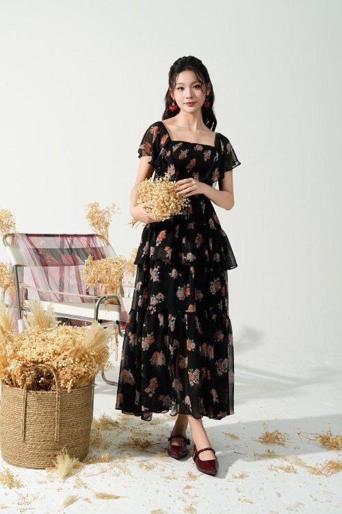 Chiffon Flared Dress 4