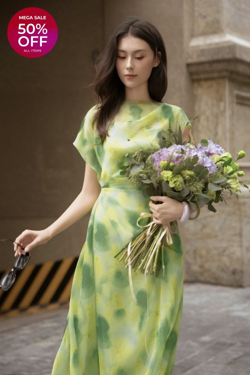 Cyan Voile Flared Dress