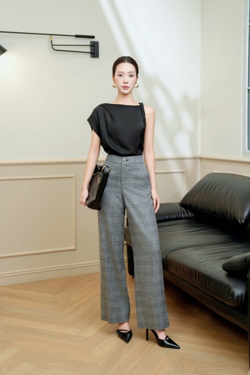 Sparkle Black Woven Loose Pants