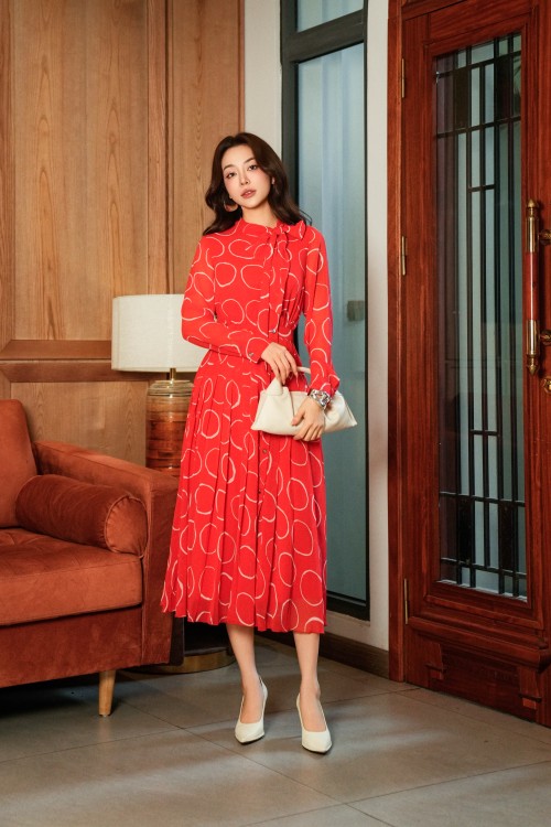 Chiffon Flared Dress 05