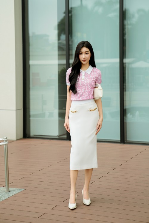 White Woven Pencil Skirt