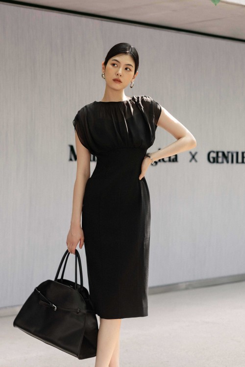 Black Raw Pencil Dress