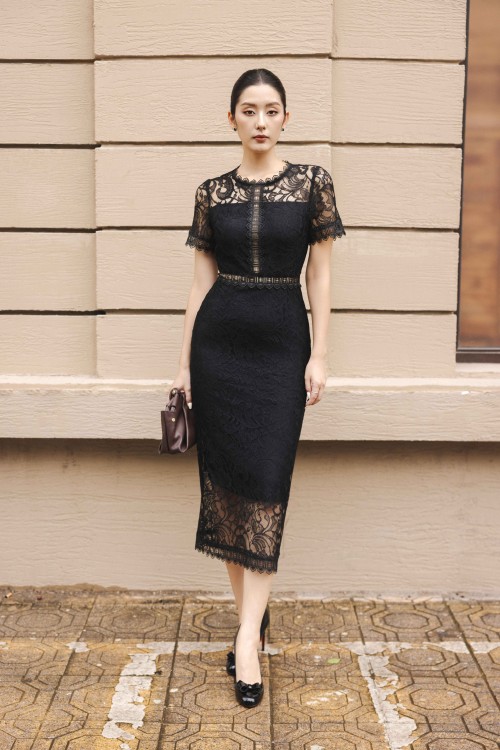 Black Lace Pencil Dress
