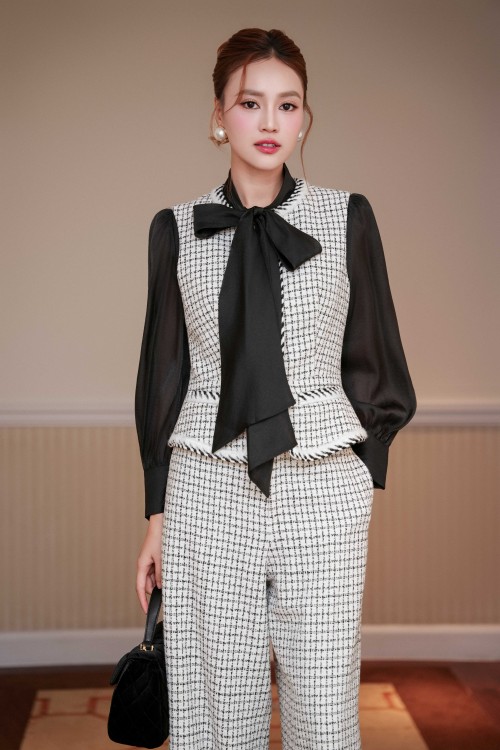 Black & White Check Tweed Waistcoat