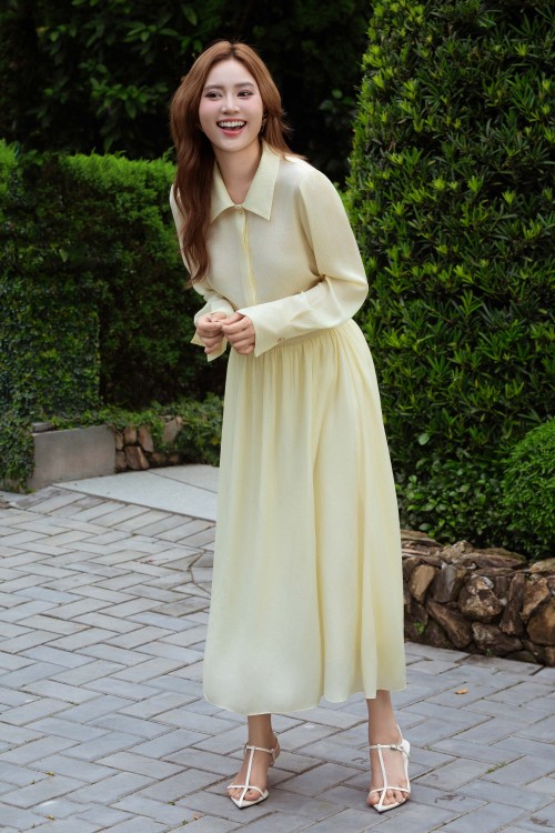 Cream Organza Flared Skirt
