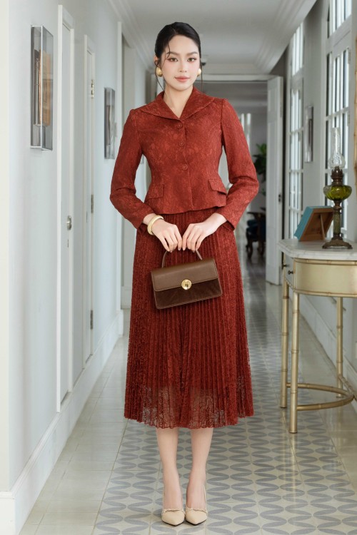 Russet Lace Flared Skirt
