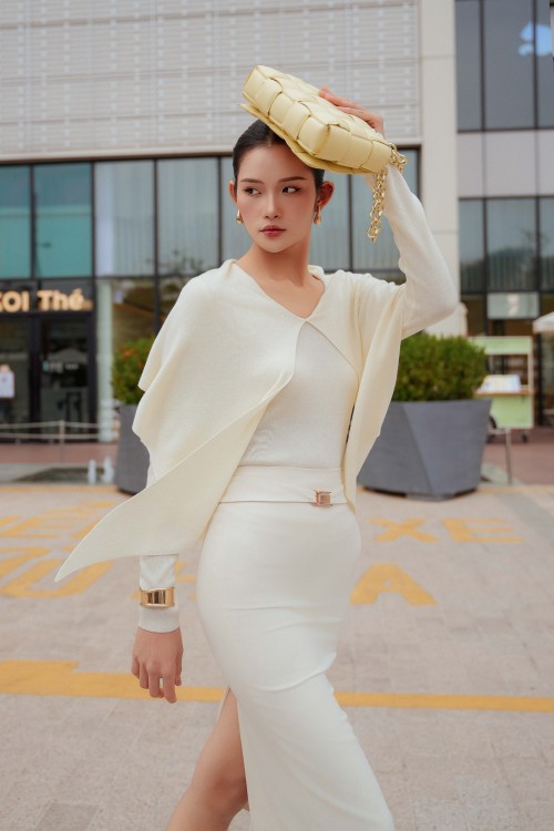 Cream Long Sleeves Wool Blouse