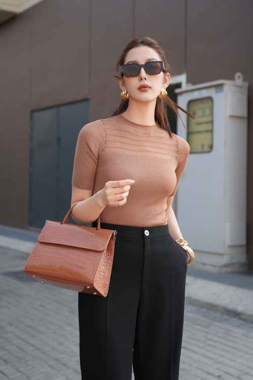 Brown Knit Blouse