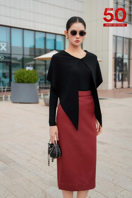 Black Long Sleeves Wool Blouse