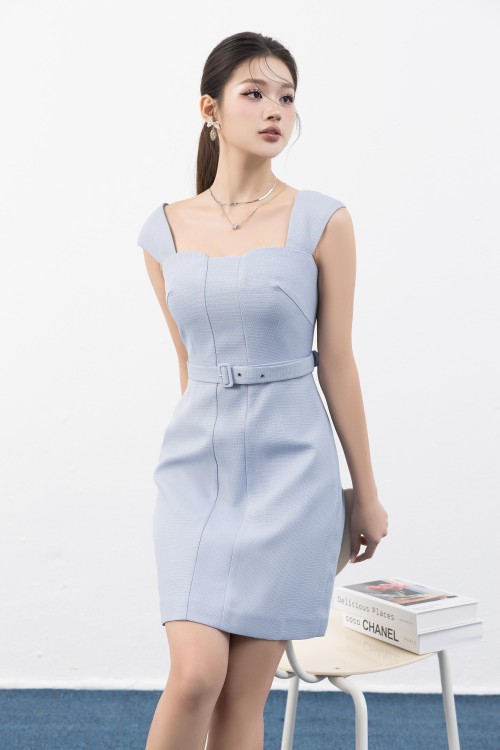 Light Blue Mini Raw Dress