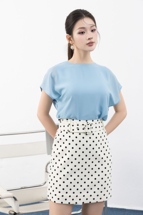 Cream A-line Mini Woven Skirt