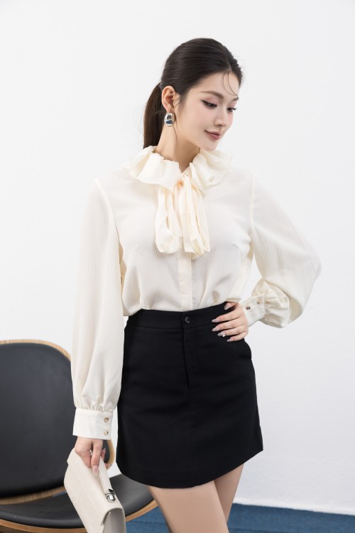 Cream Long Sleeves Woven Shirt