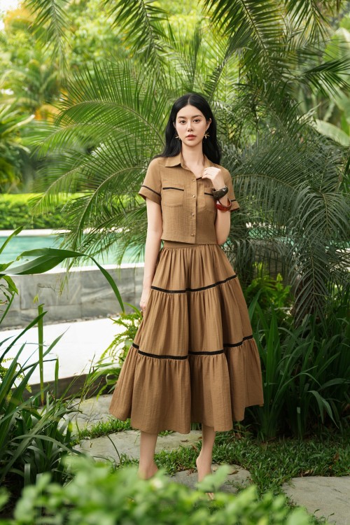 Brown Organza Shirt